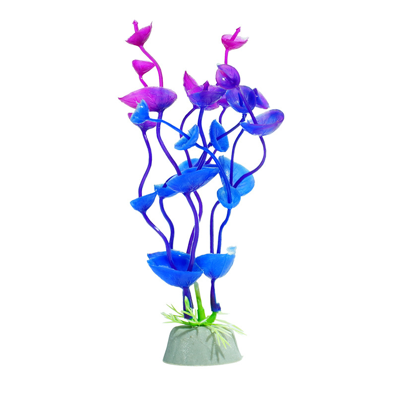 Acuario hierba plástica simulación acuática acuario pecera decoración paisajismo planta flor azul corta simulación hoja reptil planta