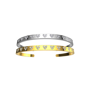 Niche Design European and American New Cross-Border Retro Style Zircon-Inlaid Heart-Shaped Bracelet with Gold-Plated Titanium Steel Jewelry with Fashionable Temperament