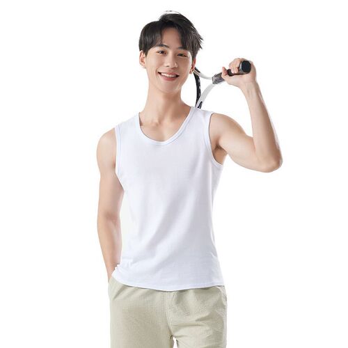 【3-Piece Set】Men's V-Neck Cotton Underwear Sport Full Cotton T-shirt Wide Shoulder Spring and Summer Base Layer Sweatshirt