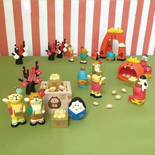 Japanese-style Goods ZAKKA Food Toys, Trendy INS Playthings, Setsubun Fuku Oni Cat Valentine's Day Gift – Resin Mini Decorations for Photography