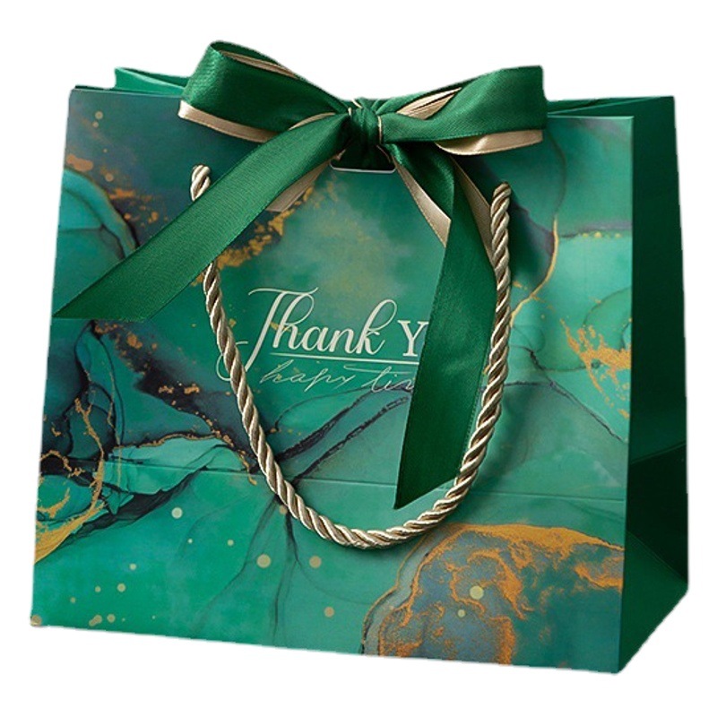 Bolso verde marbling tienda de ropa bolsa de regalo de lujo ligero Mori bolsa de regalo bolsa de papel de regalo de mano al por mayor