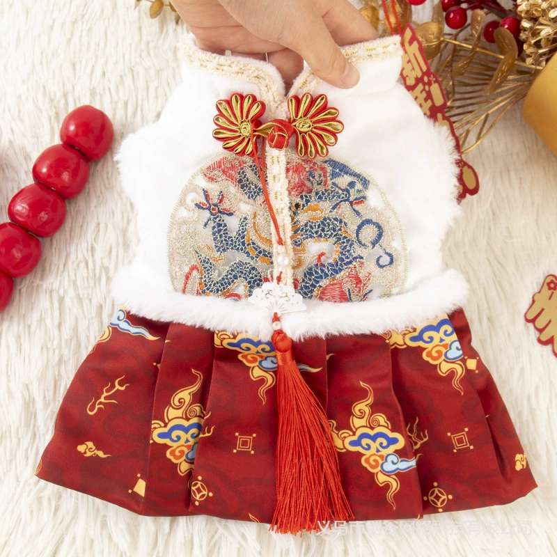 Собачья новогодняя одежда Тедди толстая и теплая маленькая собака осенняя и зимняя праздничная домашняя юбка