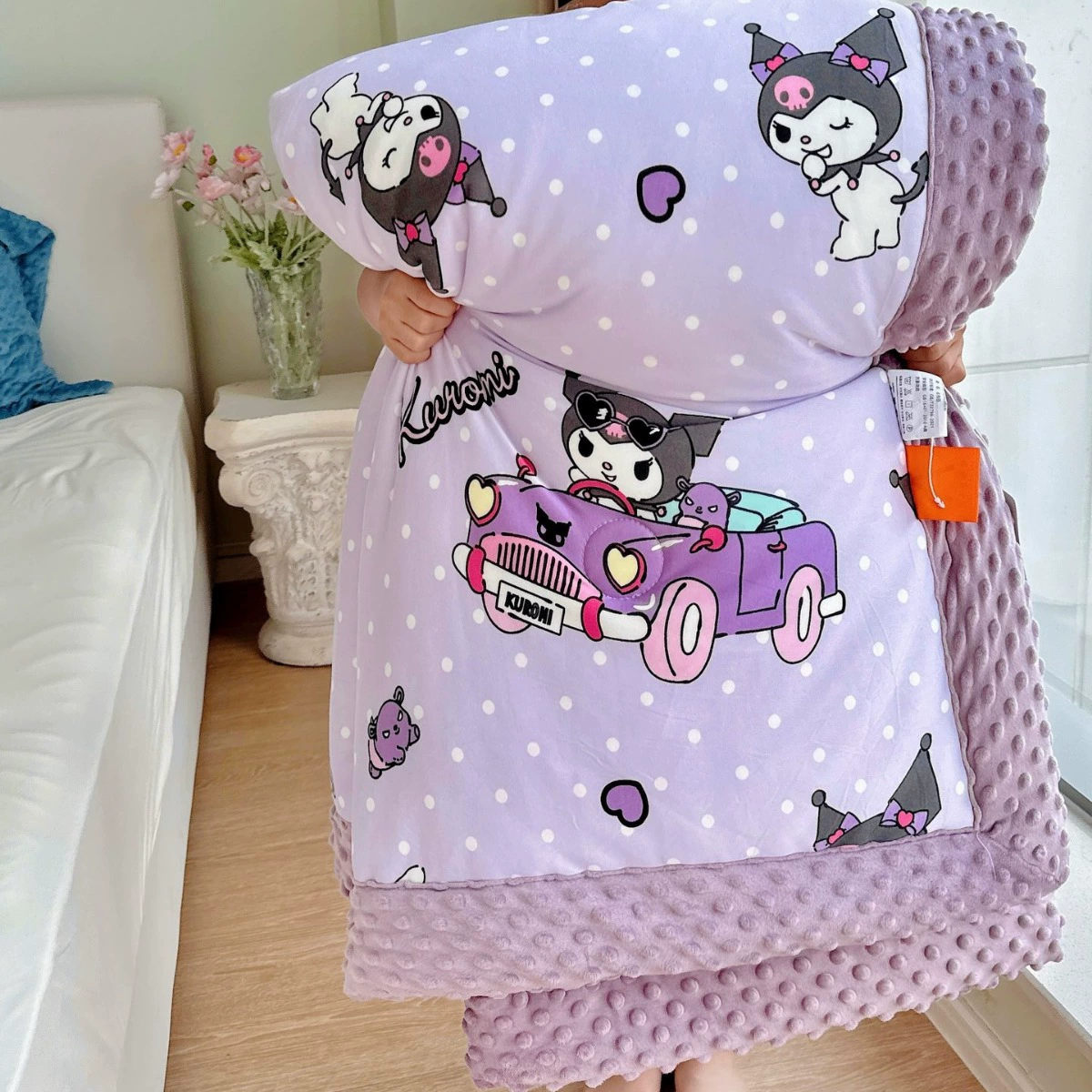 Sanrio Children's Class A Mother and Baby Knitted Cotton Beans Fleece Quilt Blanket Cartoon Kindergarten Baby Soy Fiber Quilt