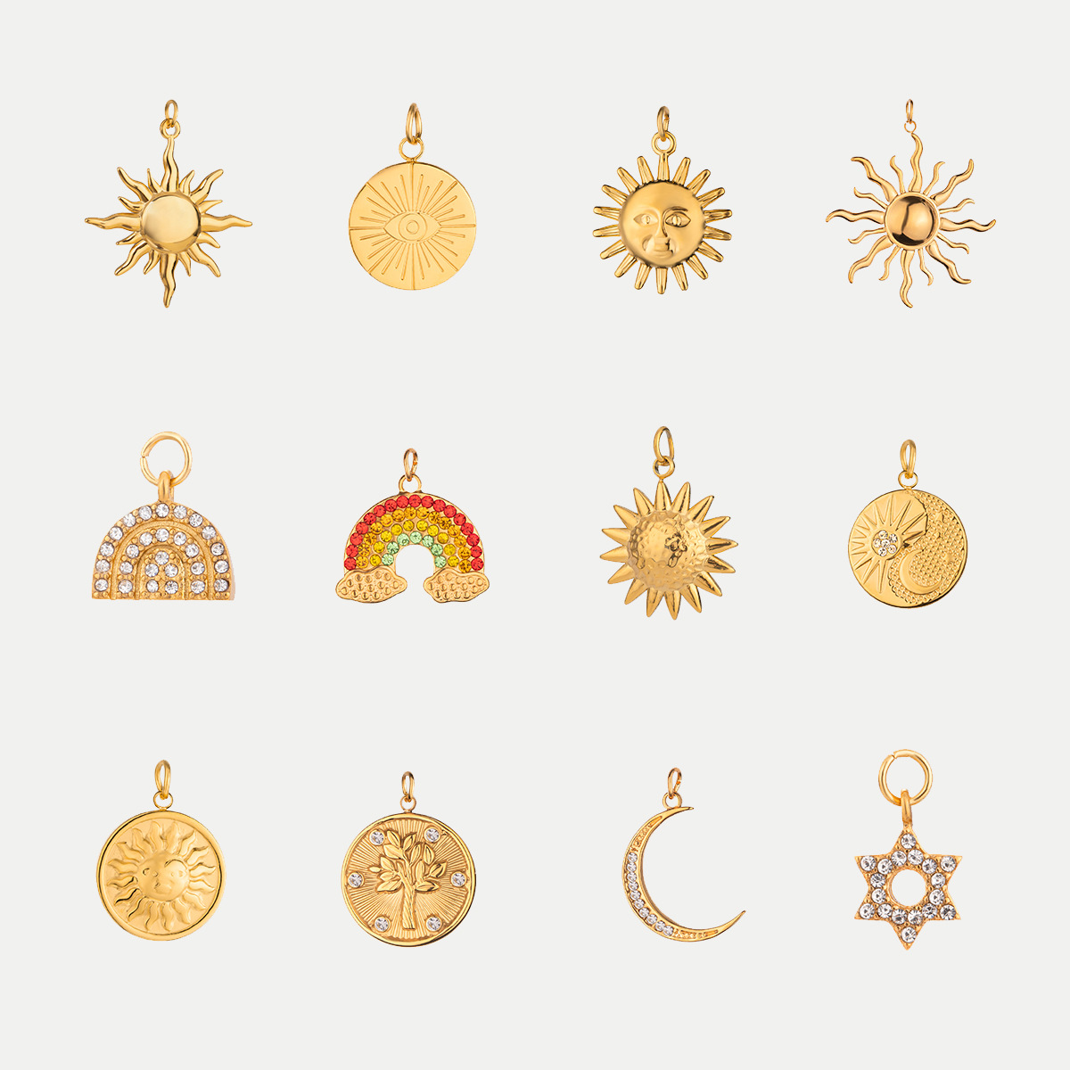 Wanxing Colgante de joyería transfronteriza europea y americana Xingyue 18k oro acero inoxidable joyería hidráulica solar colgante de accesorios grandes