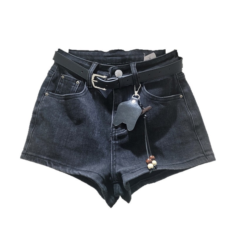 Pantalones Cortos de Mezclilla Lavada para Mujer Corte A con Elástico image 5