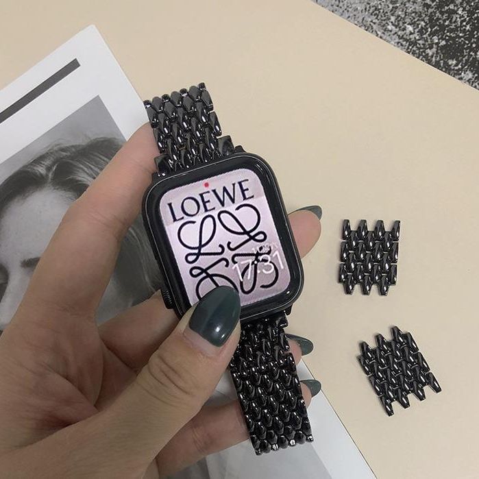 小众女iwatch8表带高级感金属适用苹果applewatch65夏季小香风S10
