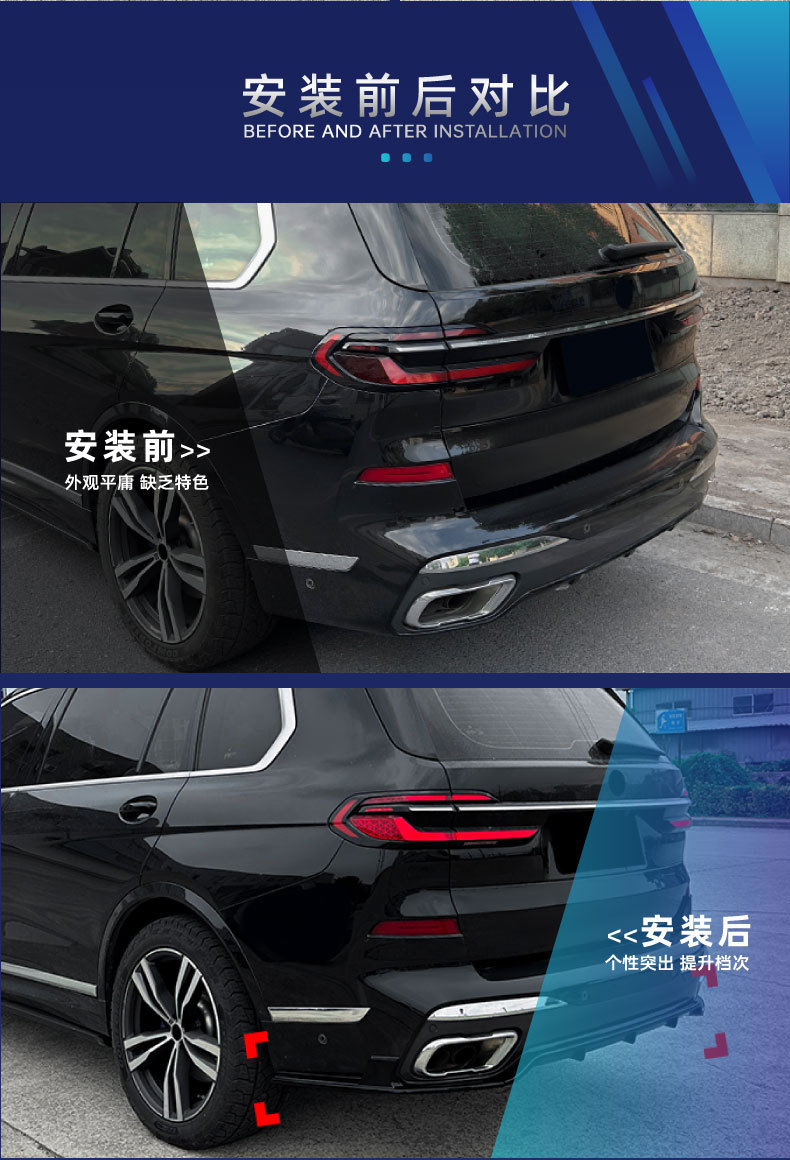 Suitable for BMW X7 G07 M Sport 2019+ rear lip spoiler corner trim cross-border modification parts