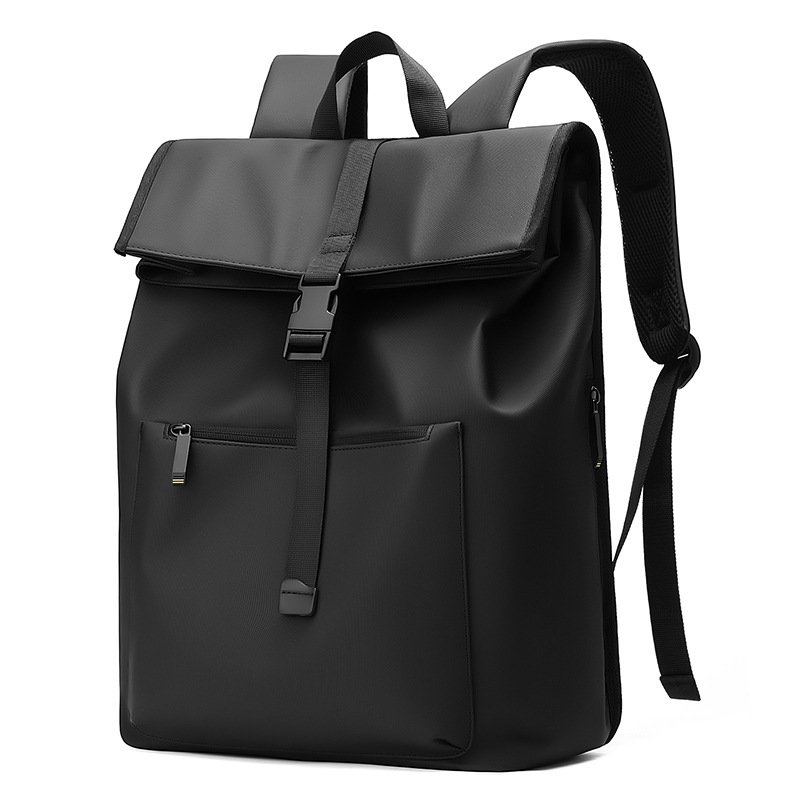 Zaino transfrontaliero con chiusura a ribalta, borsa per laptop di grande capacità da 15,6 pollici, zaino da uomo di alta gamma con doppio schienale._voghion.com