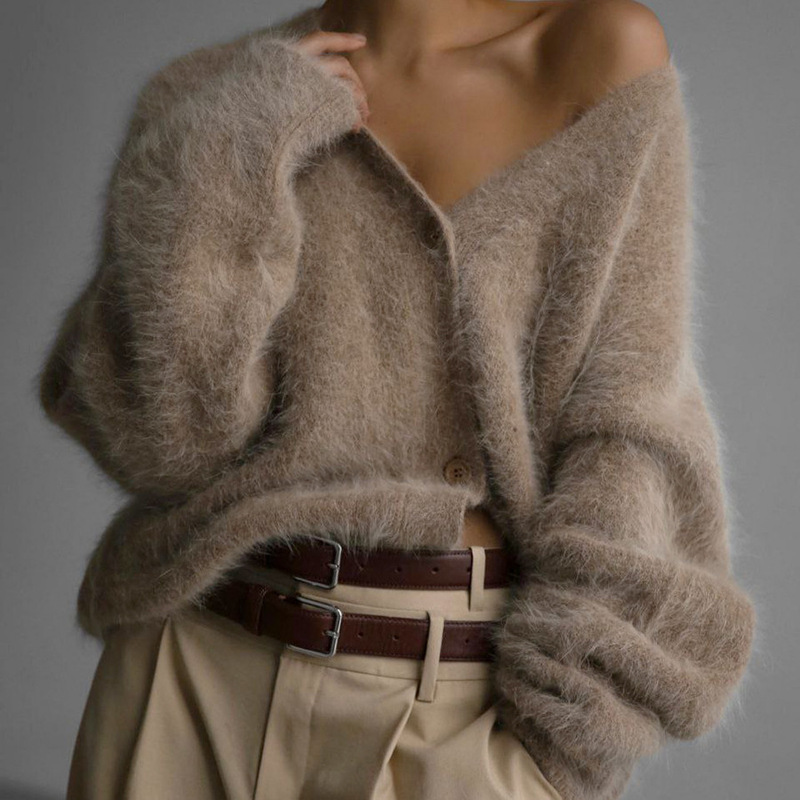 Spring and Autumn Faux Mink Cardigan for Women, Lazy Style Loose Sweater Coat, Soft Long-Sleeve Knitwear, Cross-Border Hot Sale 2026 Spring and Autumn Faux Mink Cardigan for Women, Lazy Style Loose Sweater Coat, Soft Long-Sleeve Knitwear, Cross-Border Hot Sale 2026