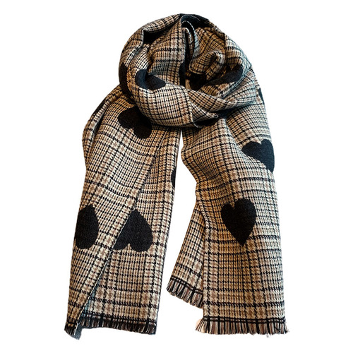 Shawl autumn Korean version versatile fashion love houndstooth plaid warm skin-friendly scarf imitation cashmere scarf women winter