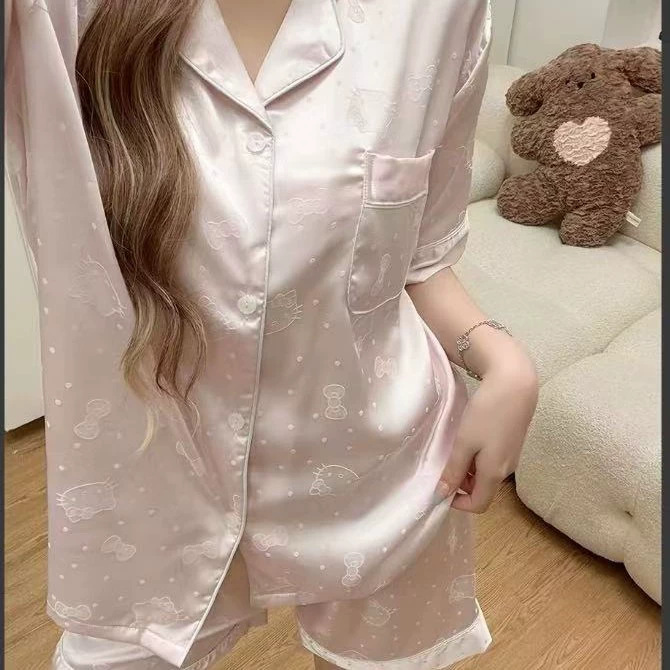 아이스 실크 더블 짧은 웨이브 도트 고양이