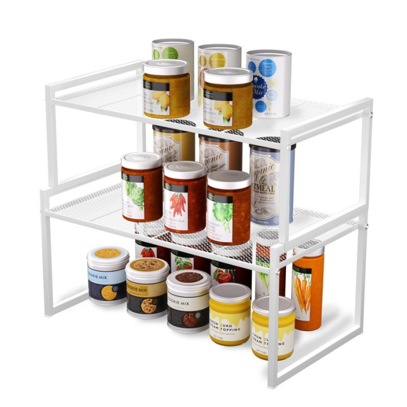 Set of 2 Kitchen Cabinet Organization Racks Stackable Sturdy Metal…