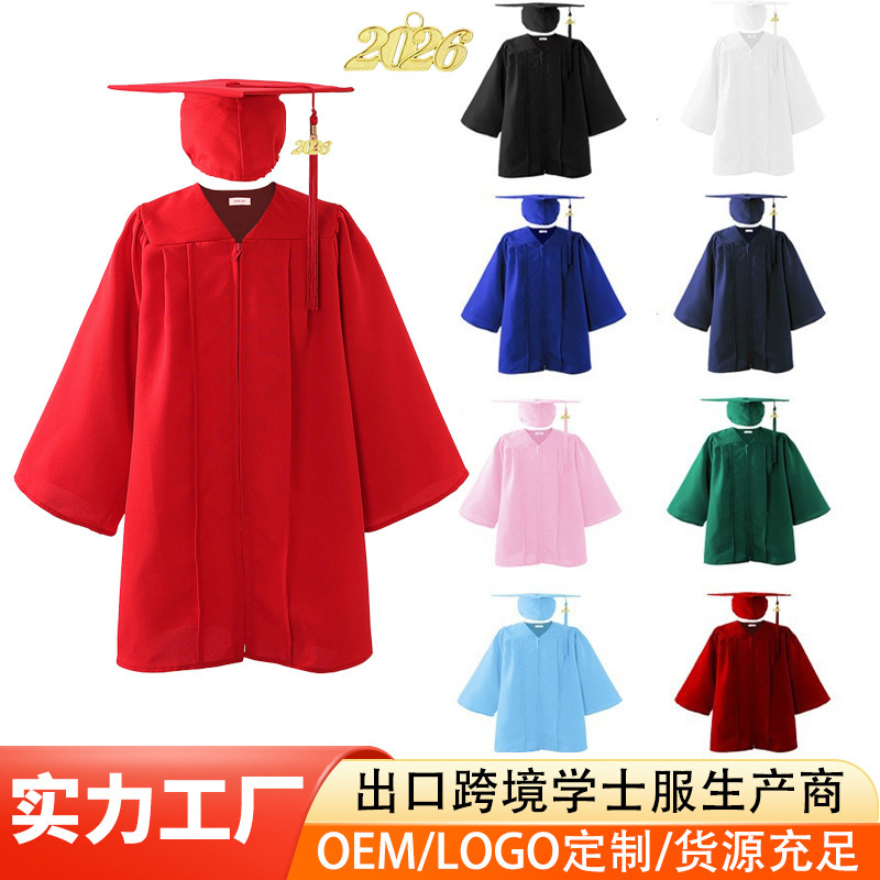 2026 Bachelor's Gown Graduation Dress Kindergarten Doctor's Gown Set Woven Primary School Graduation Robe Performance Outfit Performance Costume 2026 Bachelor's Gown Graduation Dress Kindergarten Doctor's Gown Set Woven Primary School Graduation Robe Performance Outfit Performance Costume