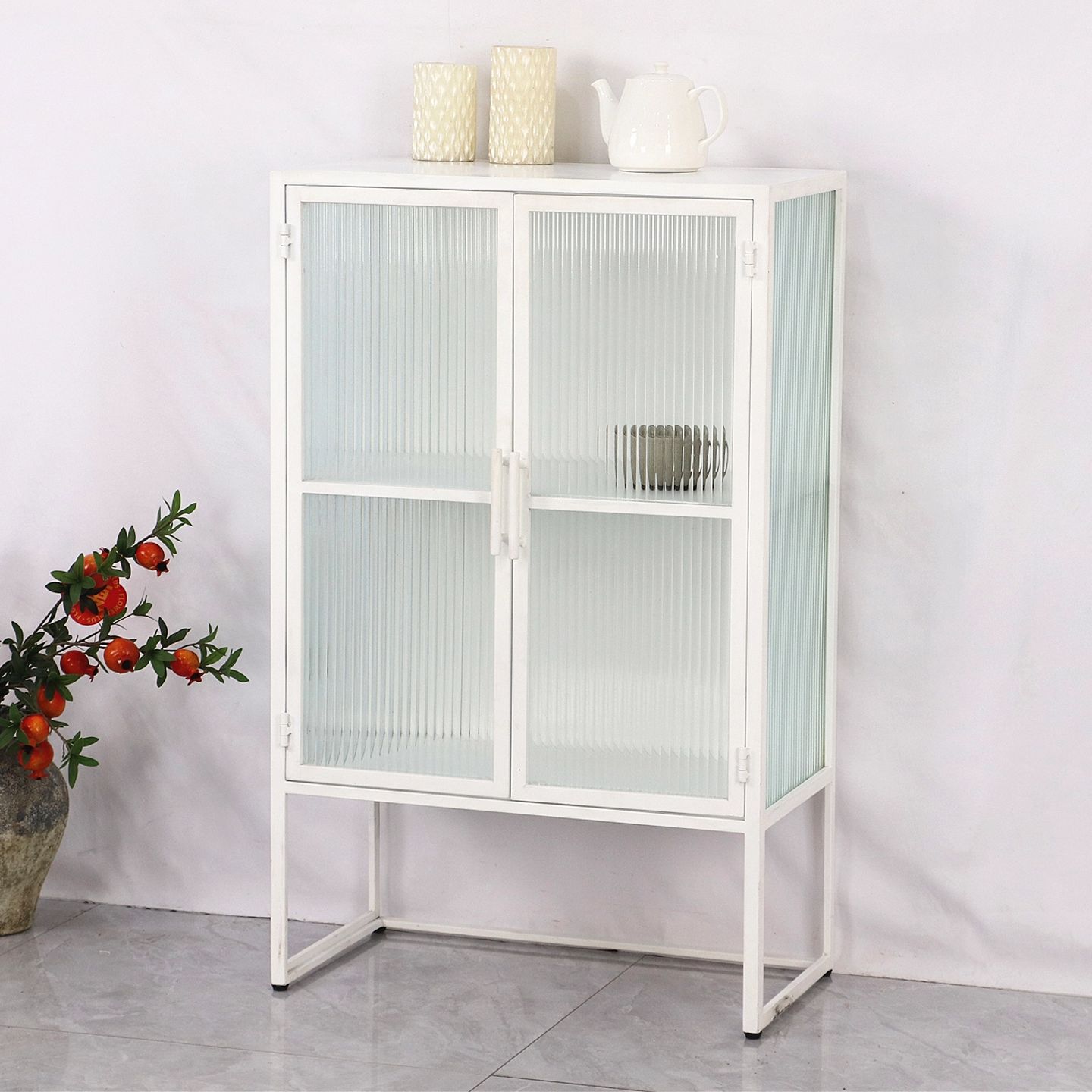 Modern Minimalist Living Room Glass Storage Cabinet Foyer Entrance Cabinet Nordic Iron Wall Storage Sideboard