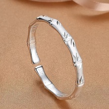 抖音同款竹节手镯女镀银开口实心时尚潮流竹子999银镯子妈妈礼物
