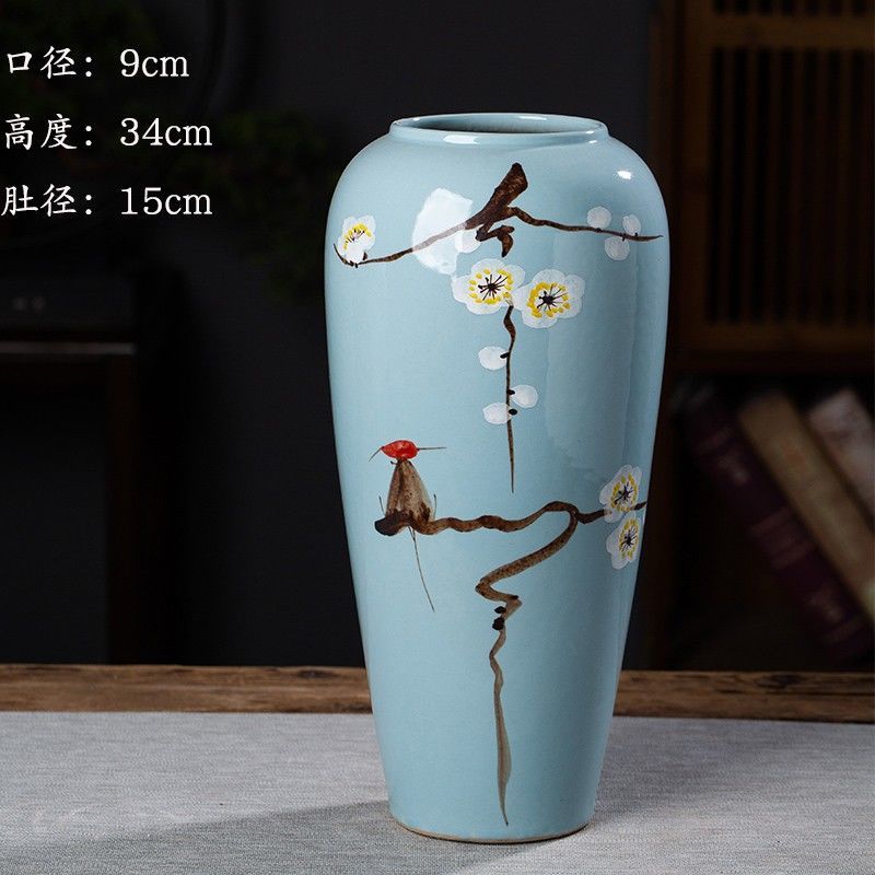 Jingdezhen nuevo jarrón de cerámica china planta maceta de flores de cerámica vintage flor seca sala de estar decoración moderna simple estricta