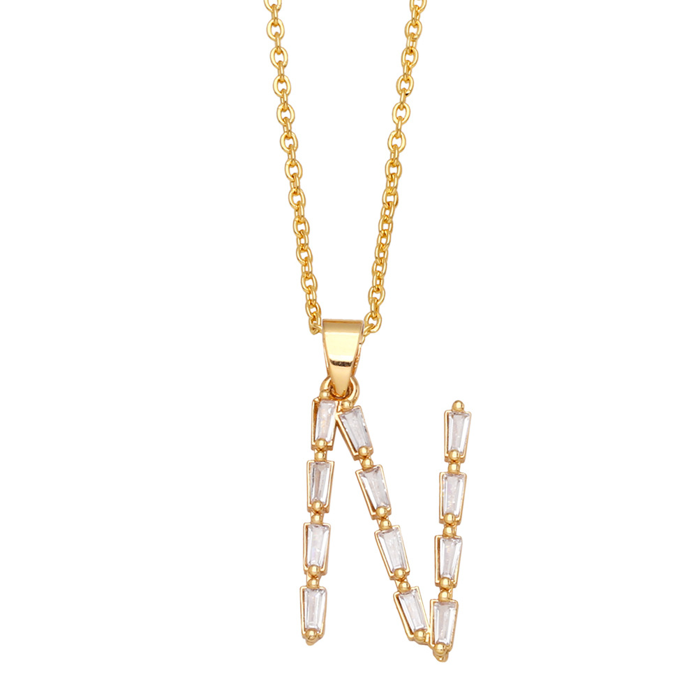 Fashion Letter Copper Inlay Zircon Pendant Necklace 1 Piece