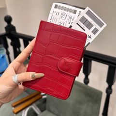 シンプルなニッチボルドーレッドパスポートホルダー多機能レザー海外旅行パスポート銀行カードID収納バッグ