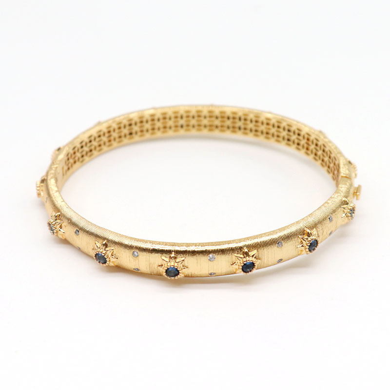 Women'S Gender Retro Round Copper Plating Inlay Artificial Gemstones Bangle