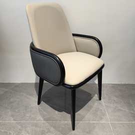 北欧实木餐椅休闲椅咖啡厅餐厅软包扶手椅设计师酒店洽谈椅单人椅