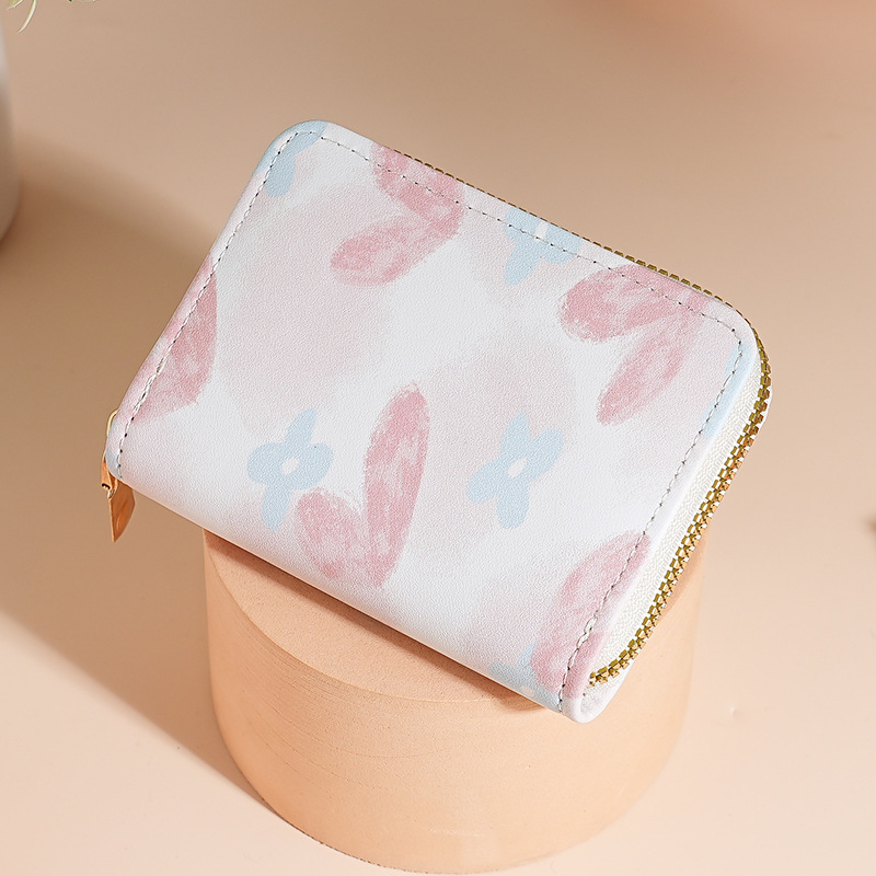 Nuevo lindo viento bolsa de tarjetas de cremallera bolsa de tarjetas para mujeres cartón de dibujos animados tarjeta bancaria bolsa de cambio de tarjeta de crédito