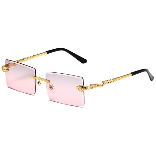  New Snake Metal Cut Edge Sunglasses European and American Square Cut Edge Men's and Women's Trendy Sunglasses SUANGLASSE