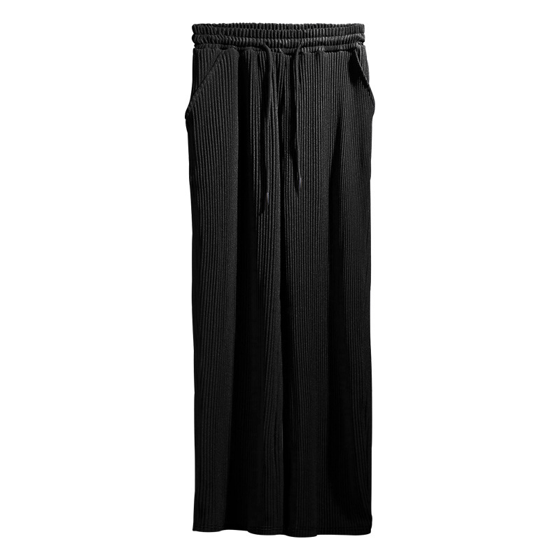 Herrenbekleidung neue Frühjahr und Herbst Herren Freizeithose lockere gerade Hose gestreifte Hose mit hoher Taille weites Bein Trend_voghion.com