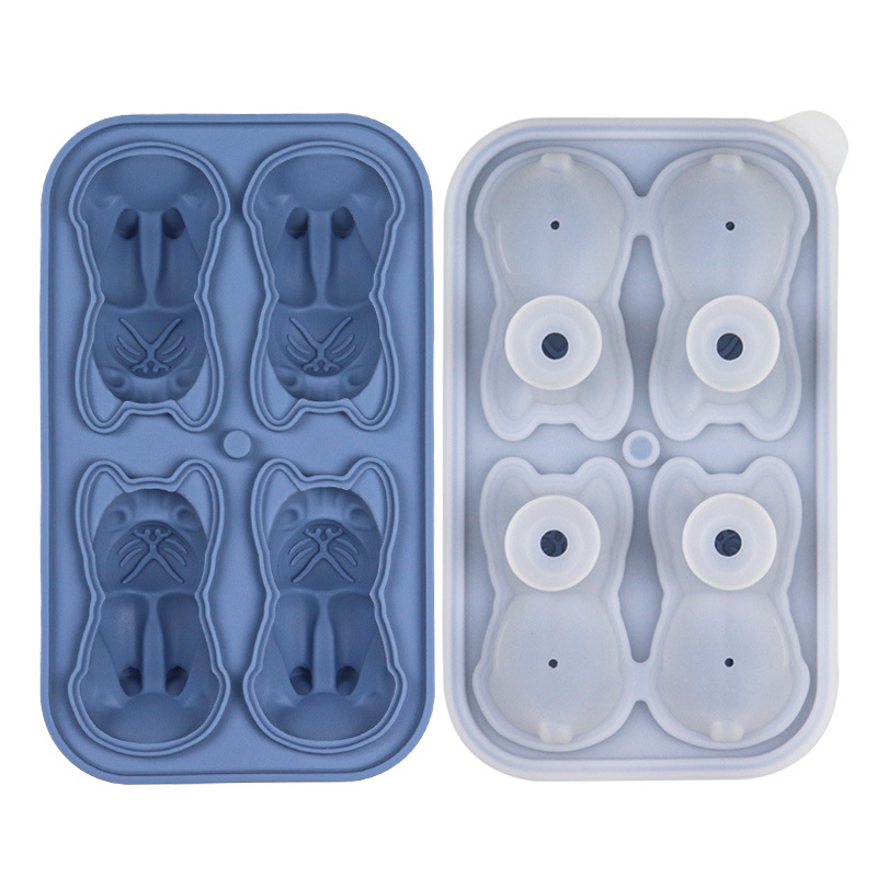 Bandeja de Hielo de Silicona, Molde Transparente para Bolas de Hielo, Cubitos de Hielo para Whisky, Bandeja de Hielo Grande de Silicona con Forma de Perro Bulldog Corgi