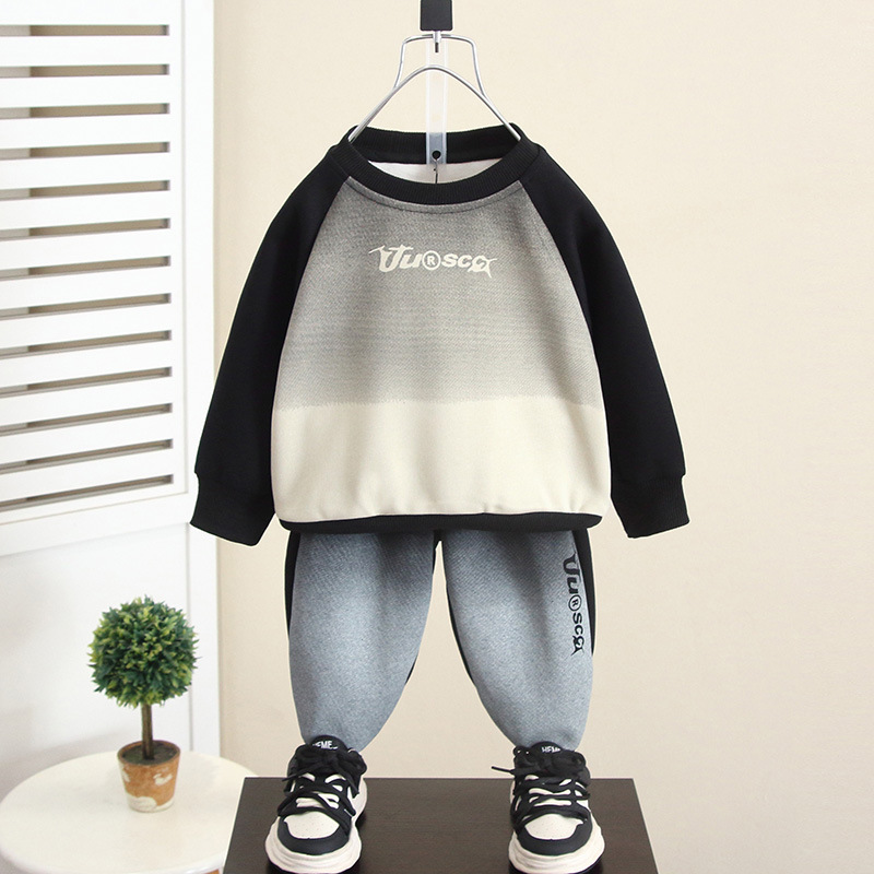 5997 Traje para niños Primavera y otoño 2024 Nuevo estilo para niños Estilo occidental Suéter de otoño para bebés Pantalones de dos piezas de moda