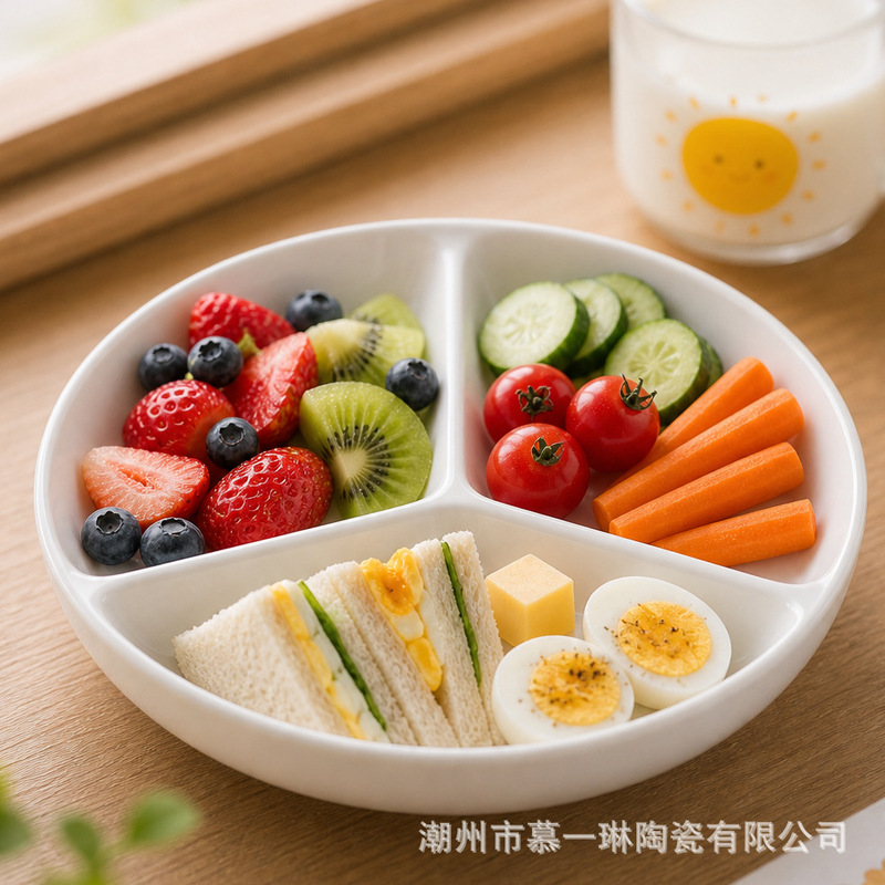 Ceramic Three-Compartment Dinner Plate for Home Use, Hot Pot, Onion, Ginger, Garlic Compartment Plate, Prep Plate, Fruit Plate, Side Dish Plate, Wholesale, Logo Ceramic Three-Compartment Dinner Plate for Home Use, Hot Pot, Onion, Ginger, Garlic Compartment Plate, Prep Plate, Fruit Plate, Side Dish Plate, Wholesale, Logo