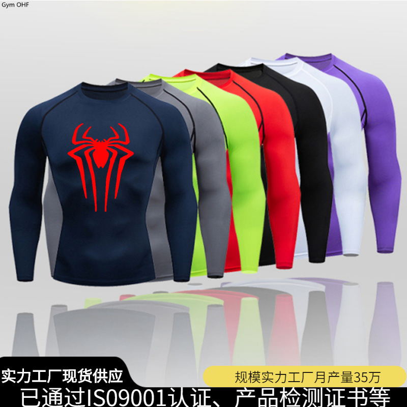 Cross-border manufacturers sell men's fitness 2099 superhero tight T-shirt quick-drying high-elastic sports top