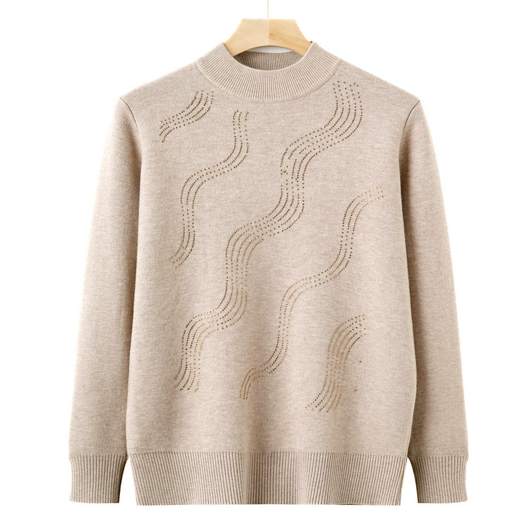 Новый утепленный свитер для мам на осень-зиму 2025 года, стильная базовая кофта для женщин среднего и старшего возраста 50-60 лет, топ для бабушки.