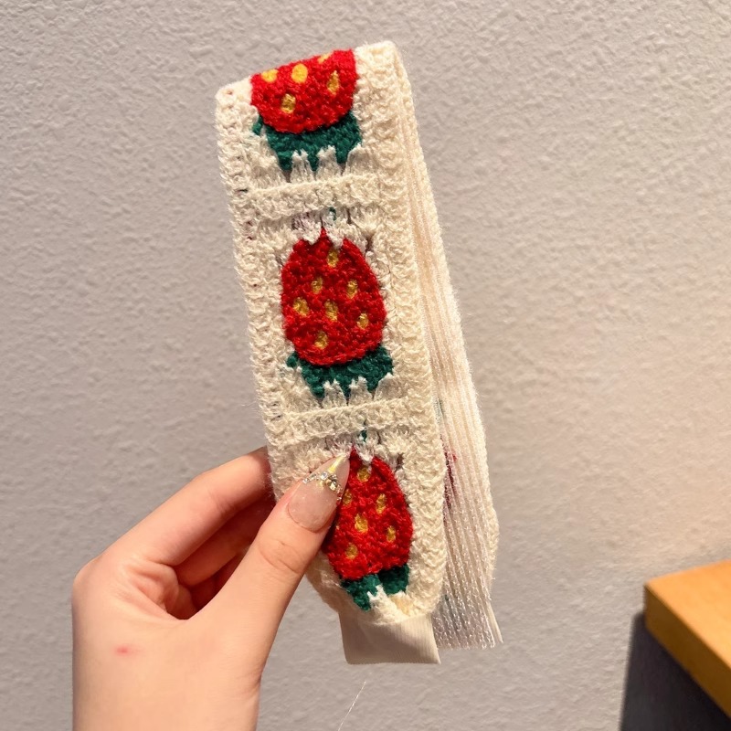 Flor francesa de punto velcro cinta de cabello para adultos fresa de cabello acabado artefacto de la niña cabello fija banda de cabello tocado