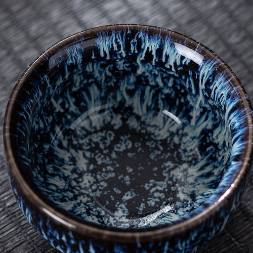 Yao change ceramic single cup Jianzhan Tianmu glaze tea cup tea bowl creative personal master cup large size tasting cup straw hat cup 