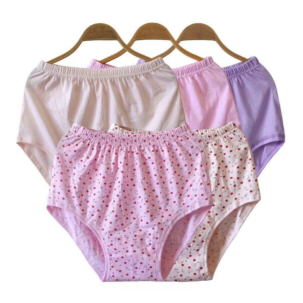Cotton Women's Underwear Middle-aged and Elderly Briefs Head Old Men's Cotton Underwear High Waist plus size Loose Underpants for Old Women