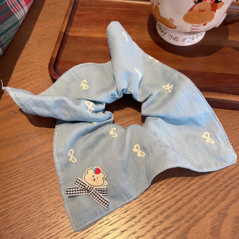 韩系春夏蝴蝶结大肠发圈女款蕾丝碎花头绳粉色方巾大号发饰|undefined