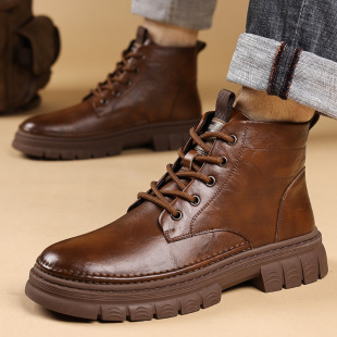 Autumn and winter plus velvet cotton high-top board shoes men's shoes 2024 new padded Martin boots men's short boots a generation of hair