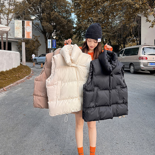 Down Cotton Vest Women's Fashionable Outer Wear 2024 Autumn and Winter New Cotton Waistcoat Loose Korean Style Collar Cotton-padded Jacket Vest