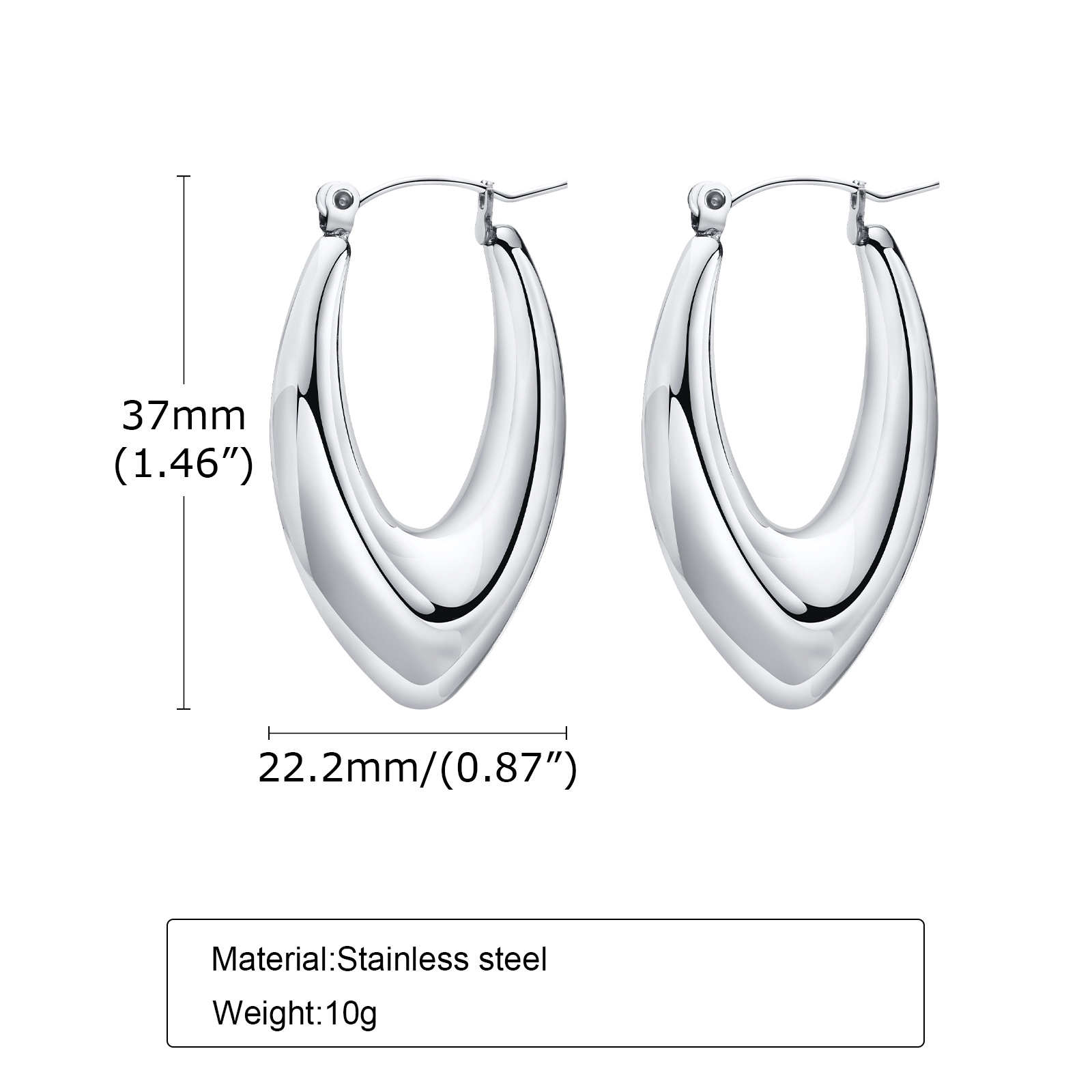 Simple Style Solid Color Stainless Steel Gold Plated Earrings 1 Pair