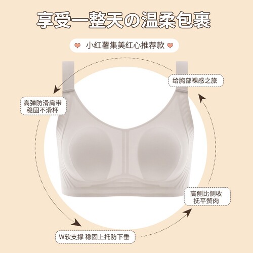 Women's Summer Ultra-Thin Seamless Rabbit Ears Large Breast Reduction Bra for Women with Small Breasts