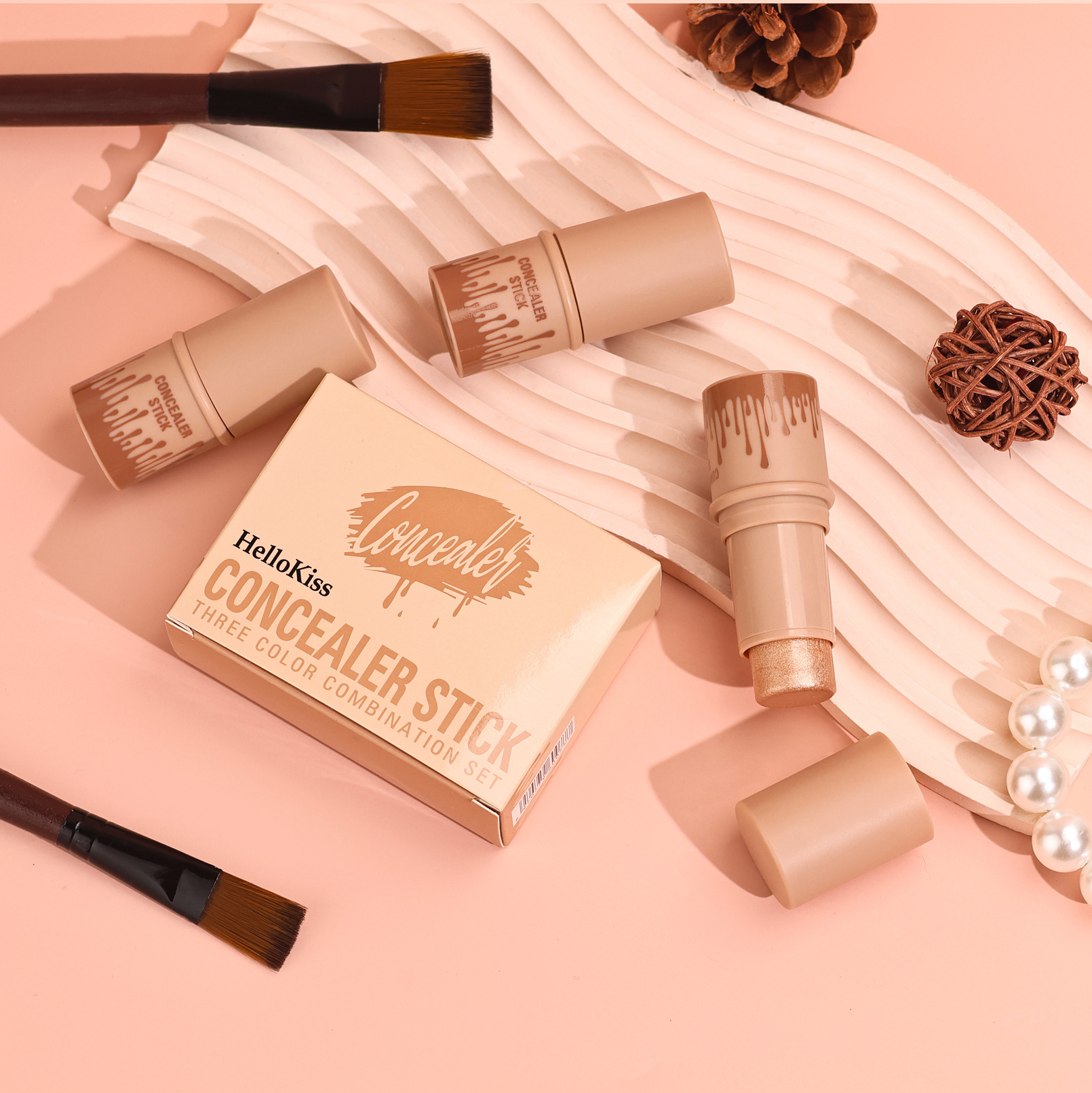 Hellokiss Multifunktionales Konturenstift-Set, 3-teilig: 3D-Konturen, Highlighten und aufhellender Rouge-Stift_voghion.com