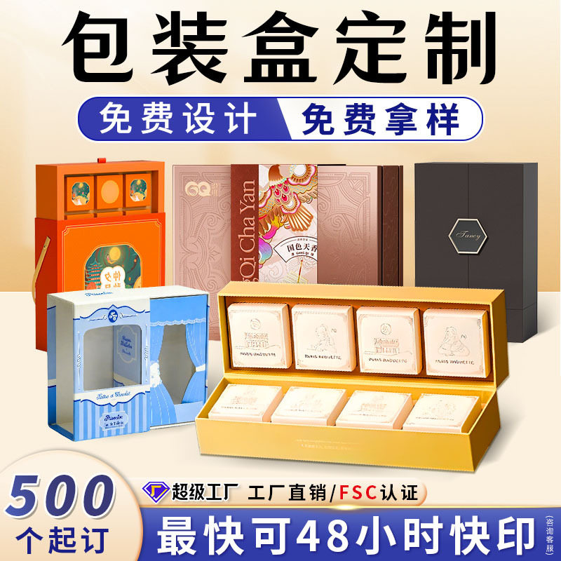 包装盒定制礼盒定做高档天地盖翻盖盒化妆品礼品盒空盒小批量定制
