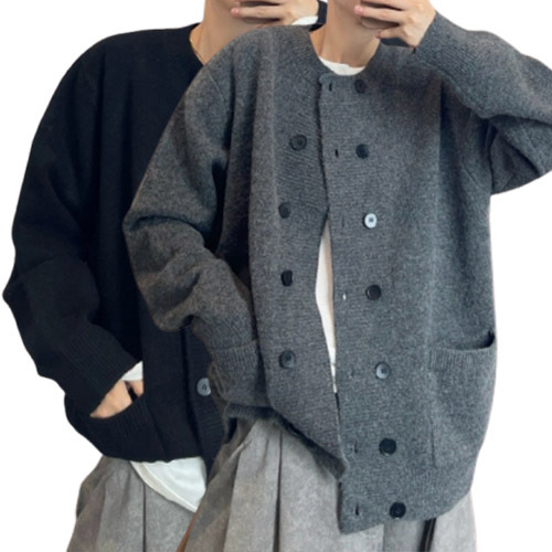 Explosiones transfronterizas de tamaño europeo de doble hebilla cardigan chaqueta suéter de punto hombre viejo viento otoño invierno fábrica al por mayor