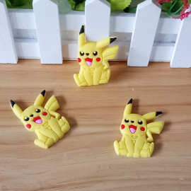 创意卡通黄色中号皮卡PVC软胶饰品配件 包包挂钩手机壳美容材料