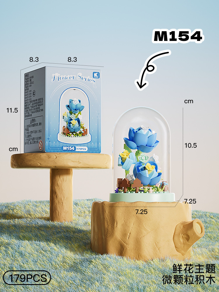 Compatible rosa claveles flores árbol alto ensamblaje bloques de flores en maceta juguetes para niños chicas diy hecha a mano