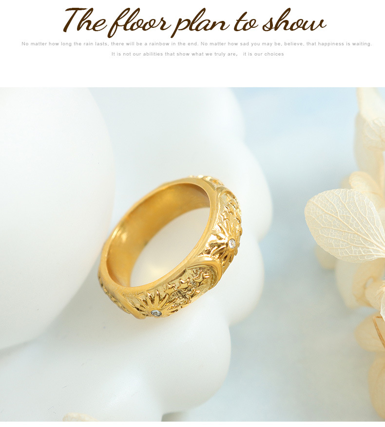 Fashion Geometric Titanium Steel Plating Zircon Rings