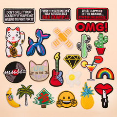 Computer embroidery label cartoon embroidery fabric sticker cross-border foreign trade set combination package letter clothing patch sticker
