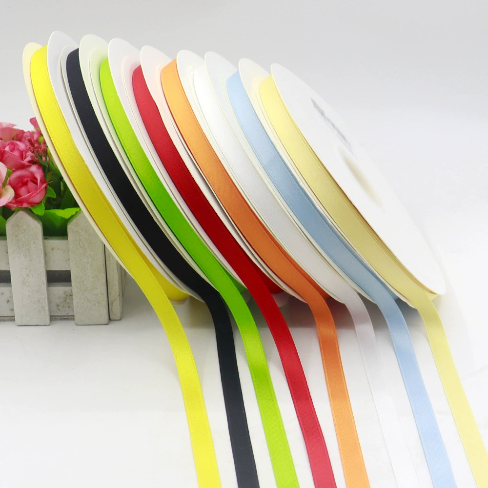 Оптовая продажа 1 см двухсторонняя полиэстер-ватная лента для упаковки цветов ленты diy бант украшения подарочная коробка тканая лента