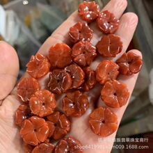 翡翠红翡大号转运花散珠配饰 手工diy配件玉饰品耳坠吊坠配珠批发
