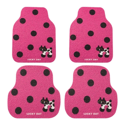 mats, anti-dirt floor mats, universal | Universal Foot Pad - rose-red-polka-dot-silk-loop-floor-mat-4-piece-set